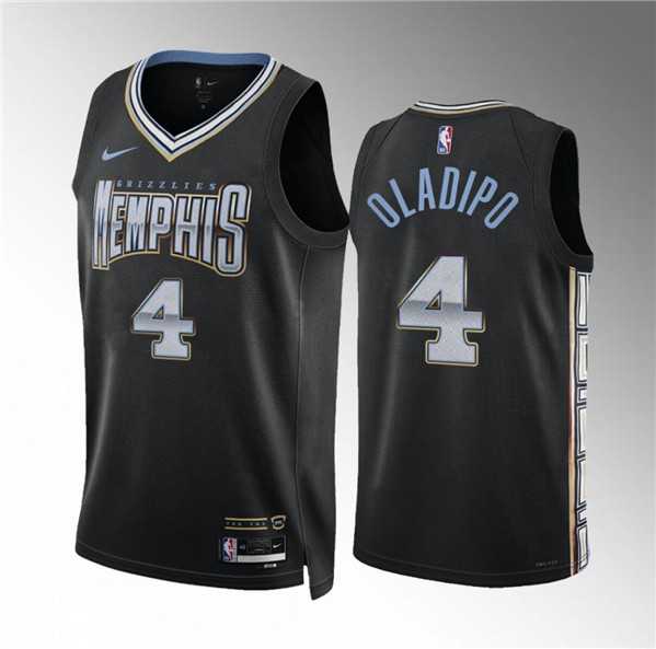 Mens Memphis Grizzlies #4 Victor Oladipo Black 2022-23 City Edition Stitched Jersey Dzhi